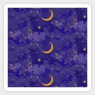 Moon And Stars Pattern Sticker